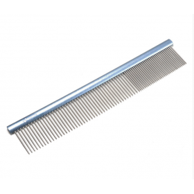 Олекотен, комбиниран гребен RECORD MEDIUM/LARGE METAL COMB, DOUBLE TEETH 12X3 CM 40 G за дълга козина